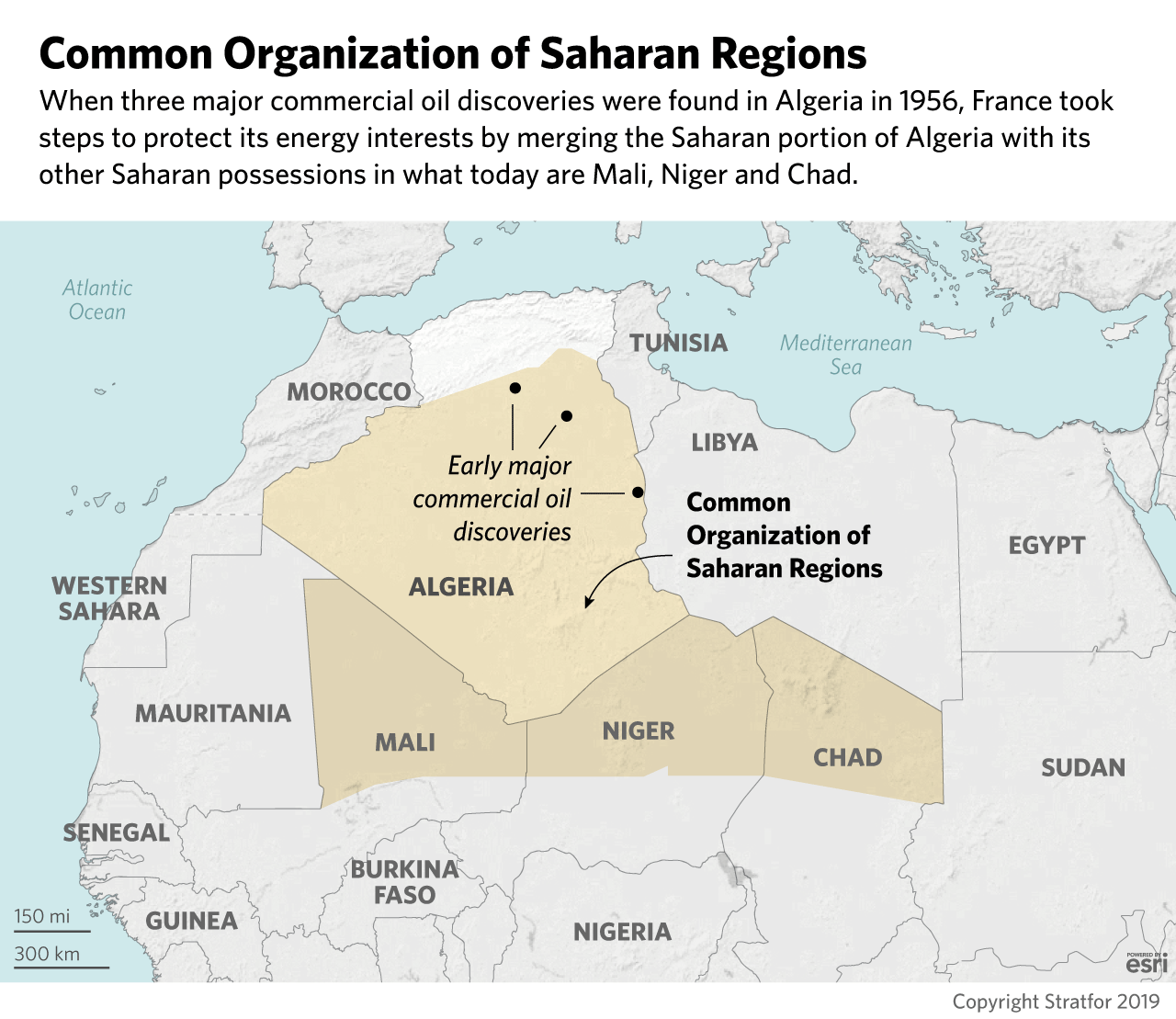 A map of France's Common Organization of Saharan Regions