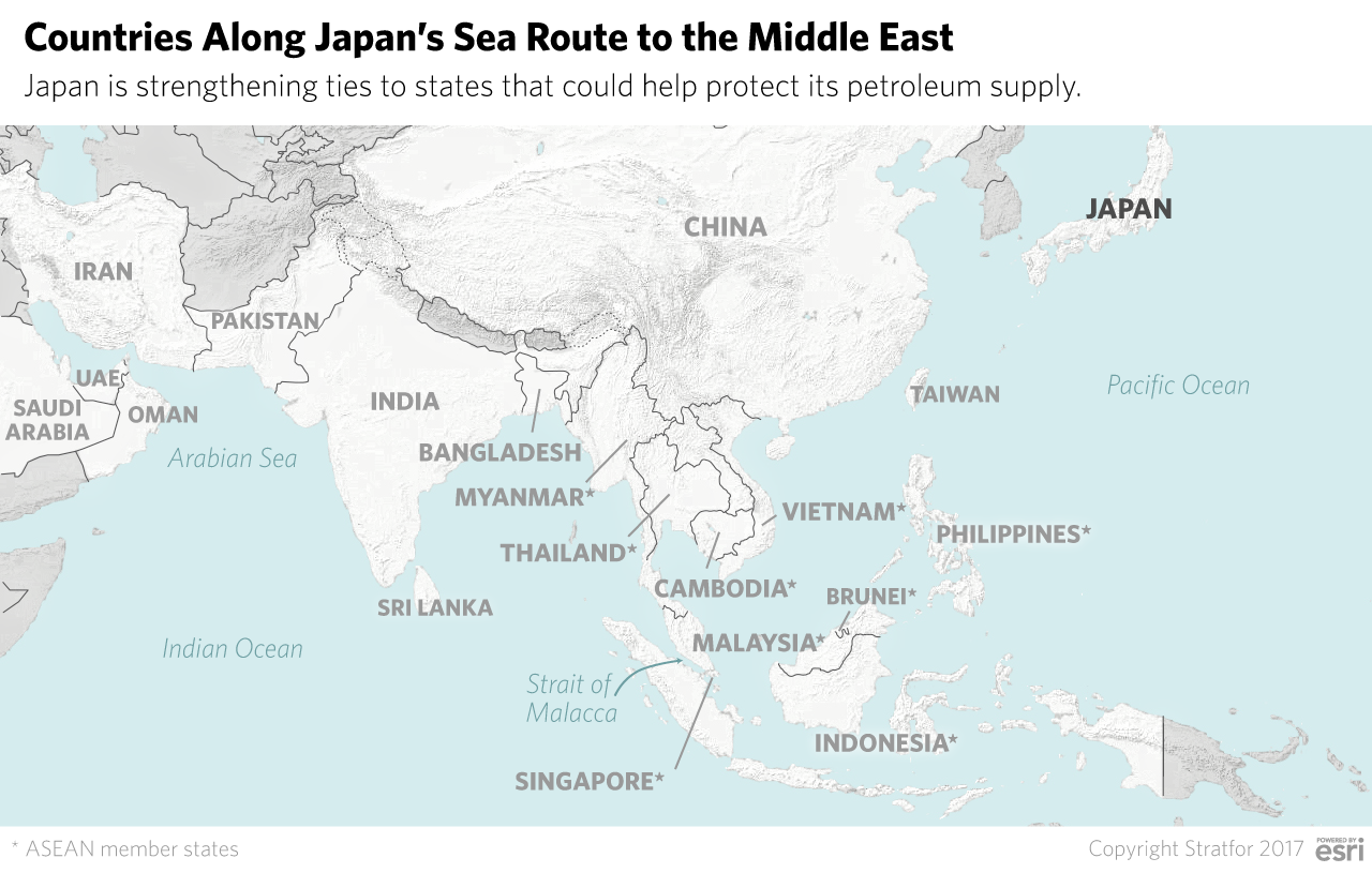 Countries Along Japan's Sea Route to the Middle East