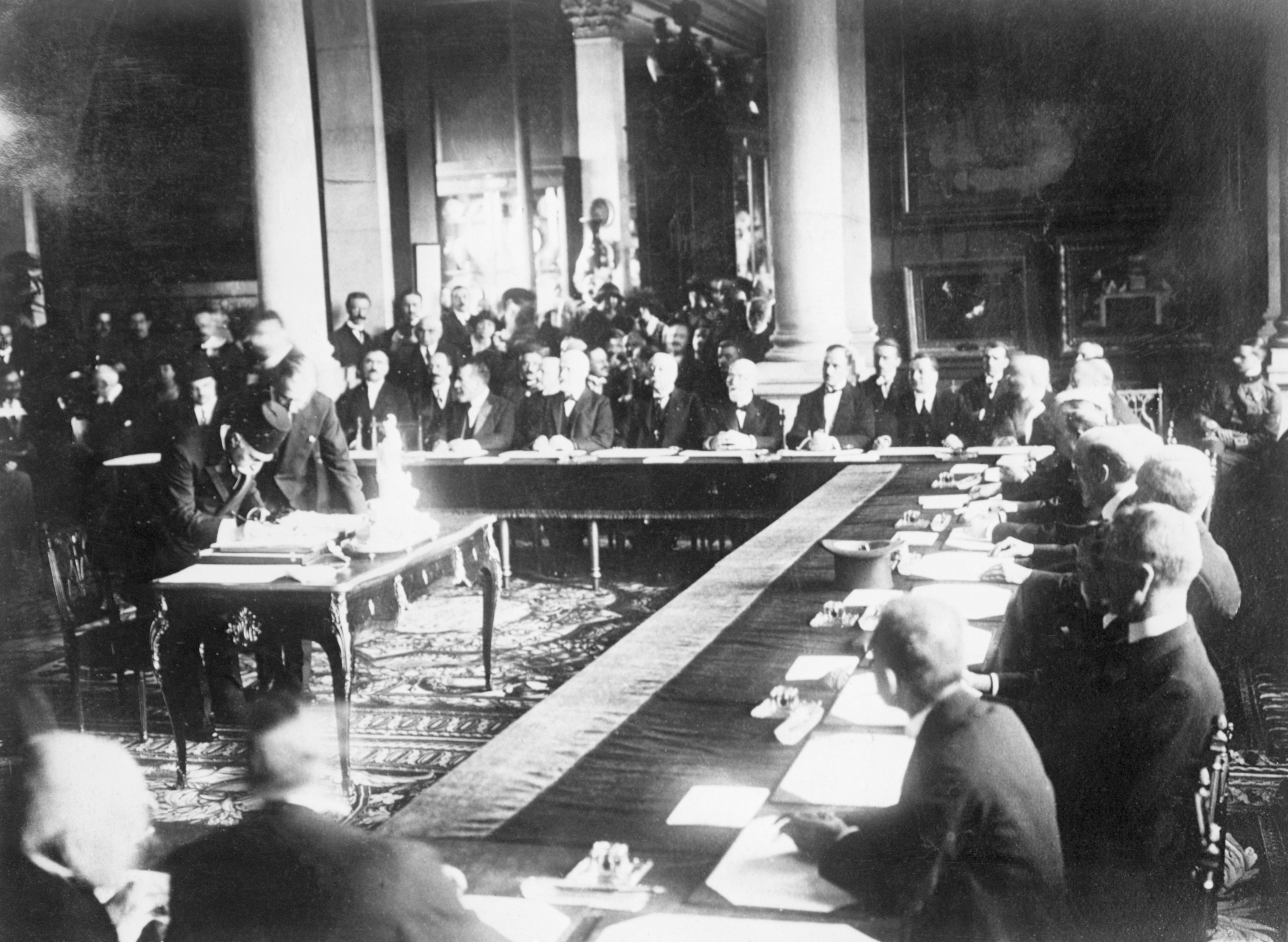 In this photo, Haki Pacha signs the Treaty of Sevres on behalf of the Ottoman Empire on Aug. 23, 1920.