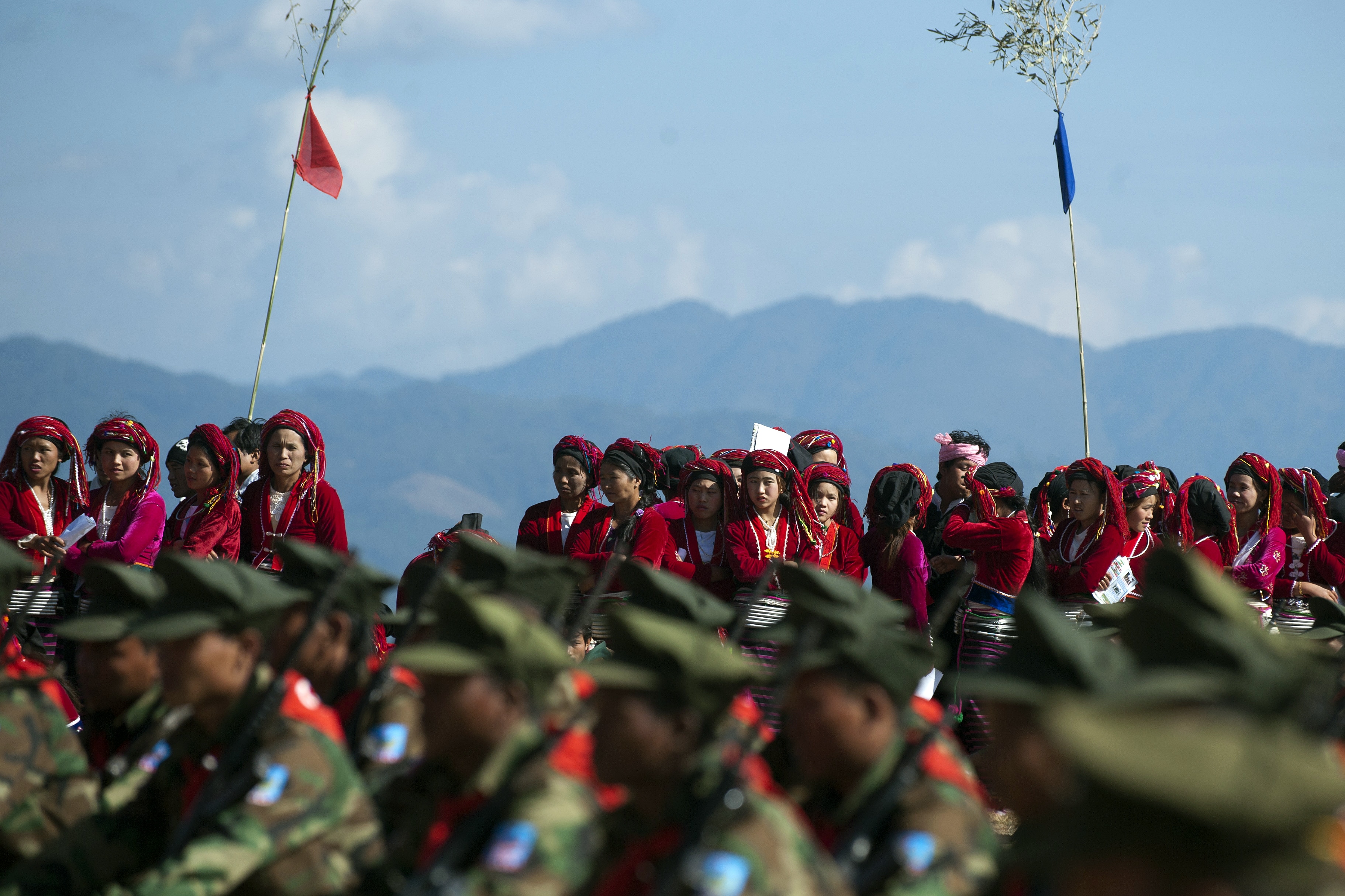 Myanmar is home to a host of insurgent groups claiming to represent the interests of ethnic minorities. Some are aligned with the central government, others are negotiating for power and still others are engaged in active fighting. This Jan. 12, 2014, photo shows Ta'ang National Liberation Army fighters on parade in Shan State.