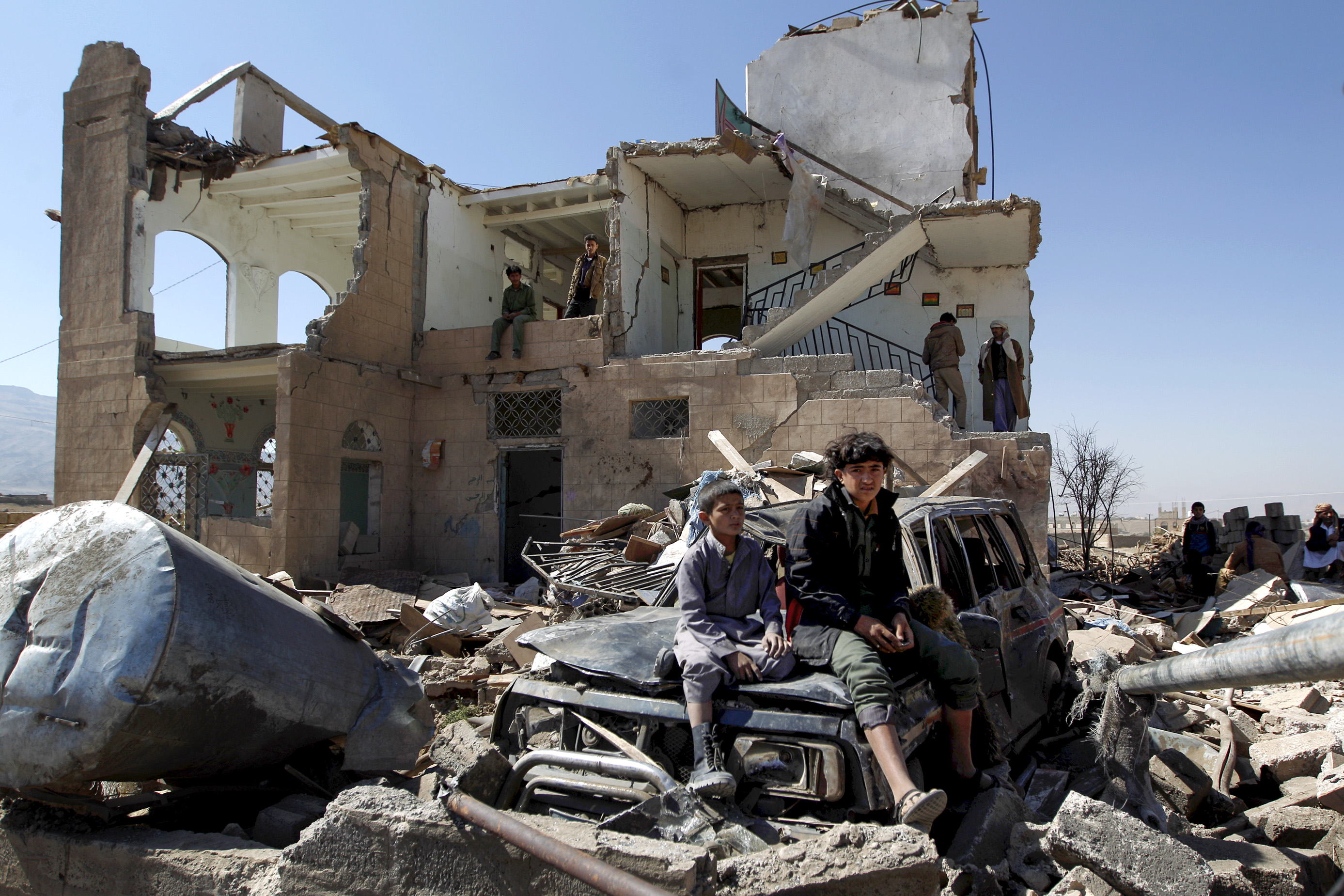 A Nov. 14, 2016, photo shows a house destroyed by Saudi-led coalition airstrikes in the Yemeni capital of Sanaa.