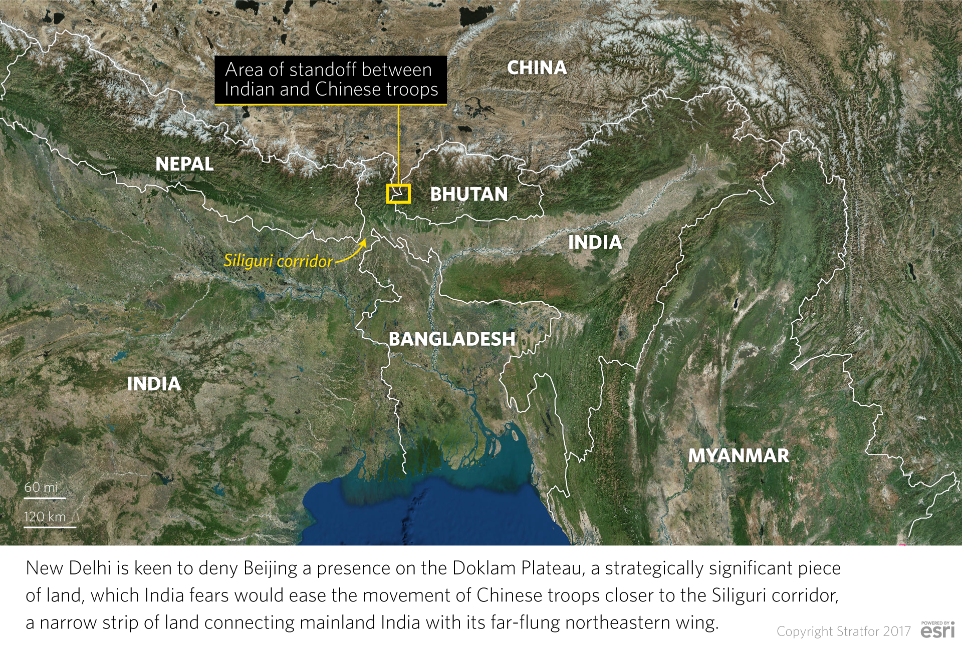 Area of Standoff Between Chinese and Indian Troops in Bhutan