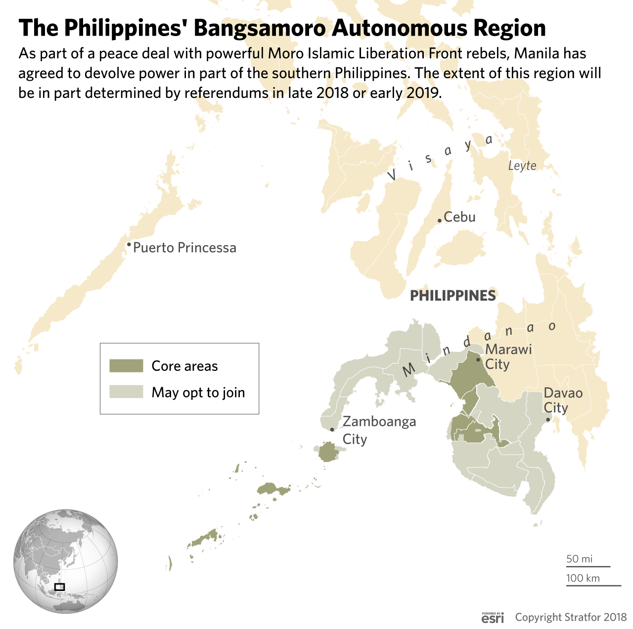 A map showing the Philippines' Bangsamoro Autonomous Region in Muslim Mindanao.