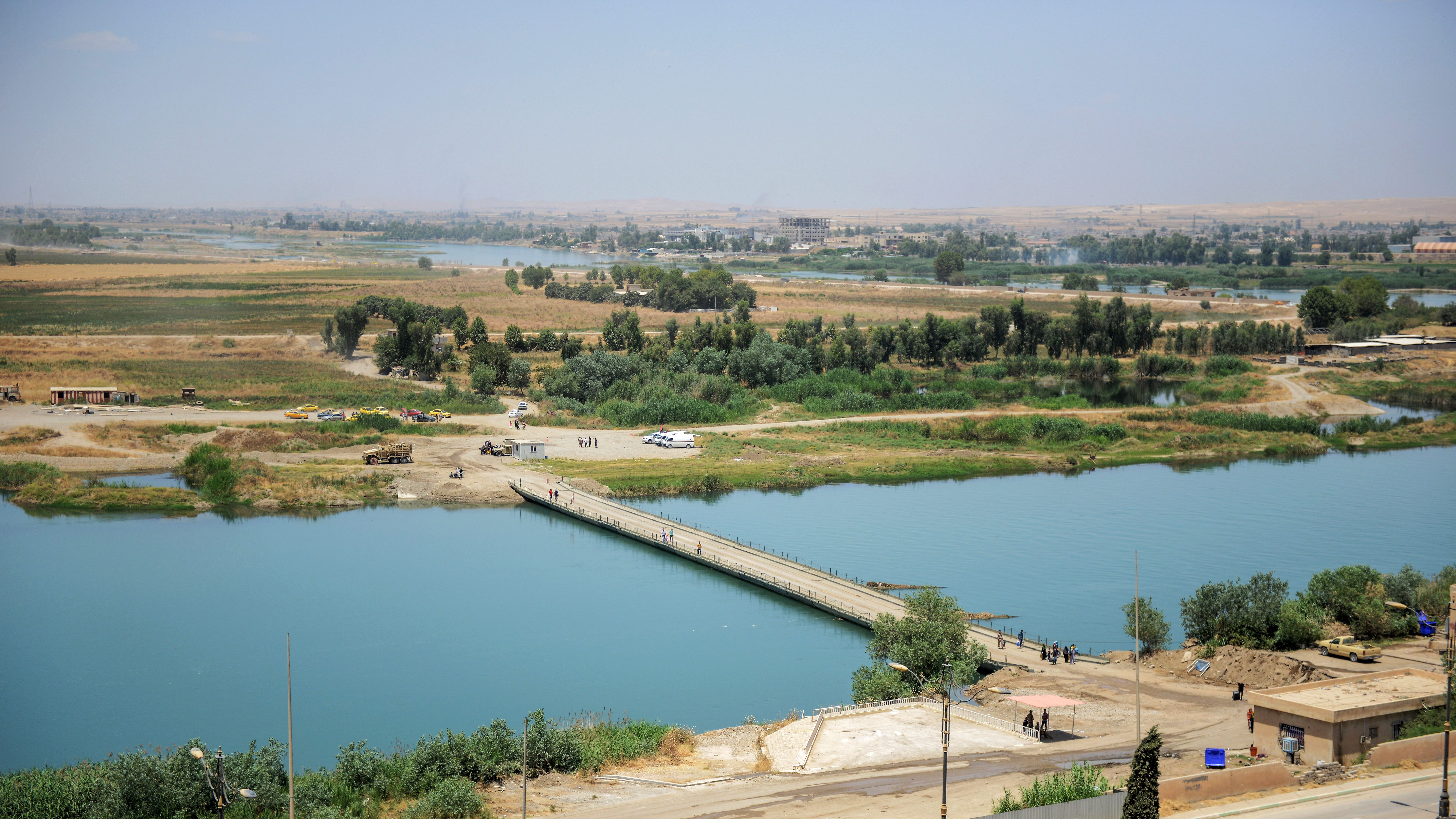 A view of the Tigris River from the compound of the Nineveh International Hotel in Mosul, June 16.