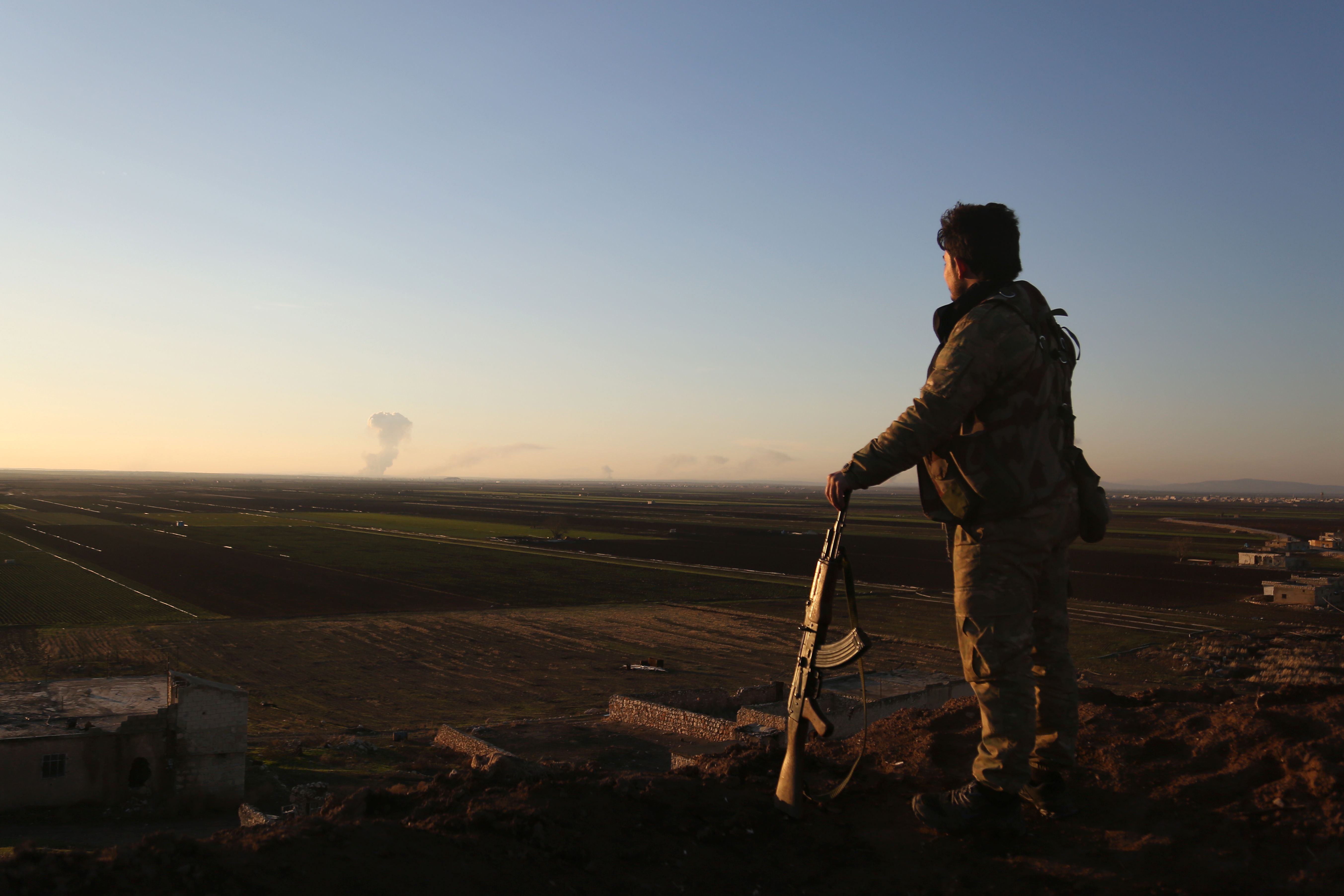 Smoke billows from Afrin.