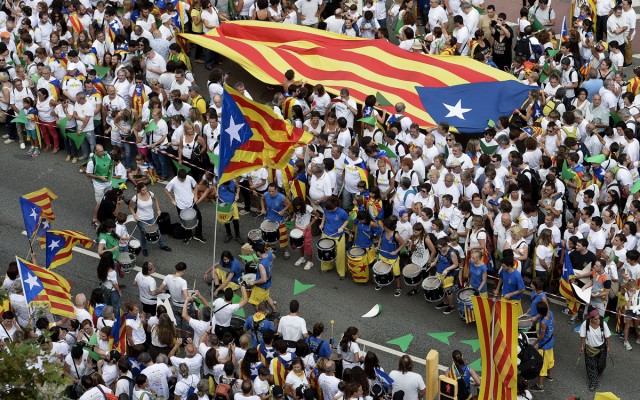 Pro-independence demonstrators in Barcelonia