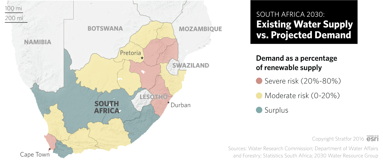 Pretoria will continue to face water-related constraints in the near term due to insufficient infrastructure.