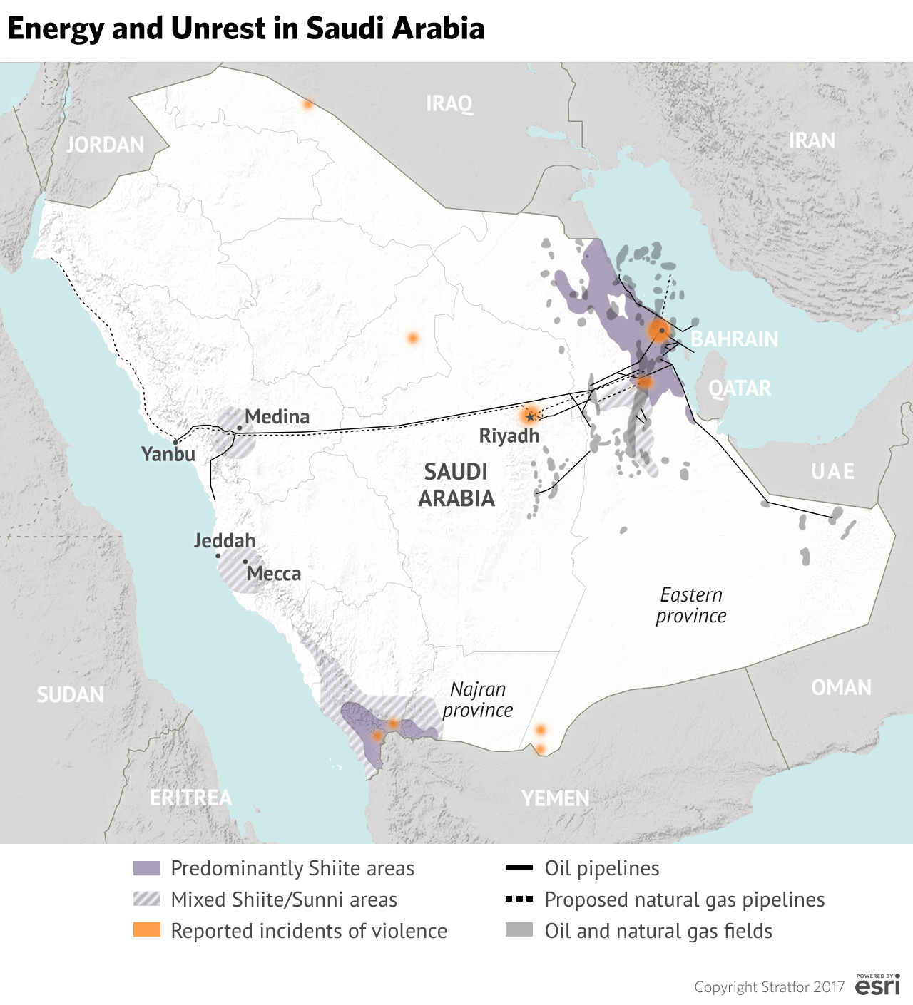 The majority of that oil lies in Eastern Province, where the demographic balance shifts in favor of the Shiites. The problem for Saudi Arabia is that it cannot be reasonably confident in its own military capabilities to defend those oil assets from interested parties in Tehran.