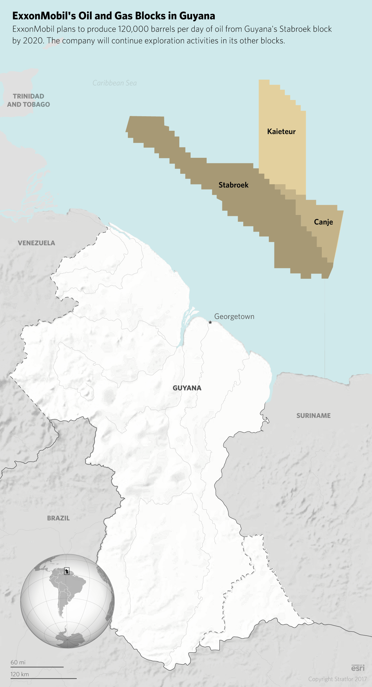 ExxonMobil's oil and gas blocks in Guyana
