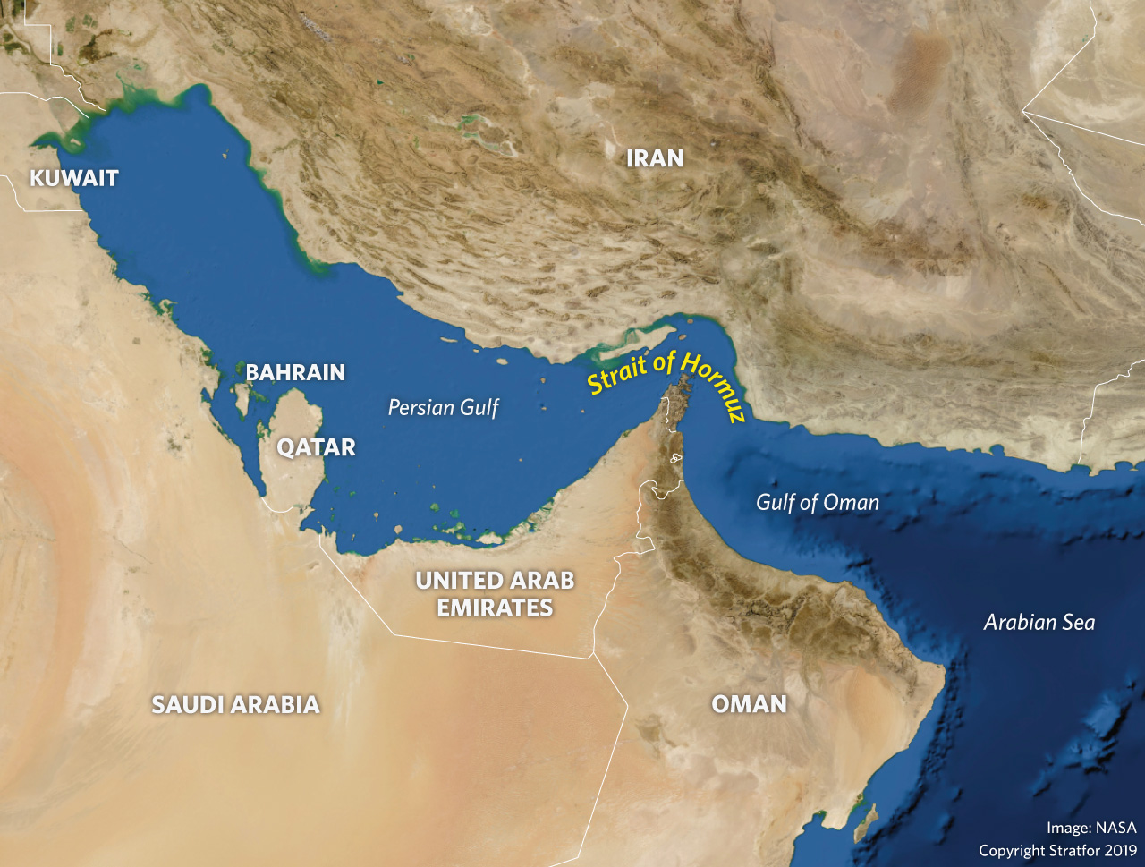 A map of the Persian Gulf.