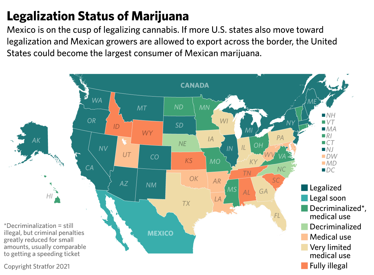 A Map of the Legal Status of Cannabis in North America