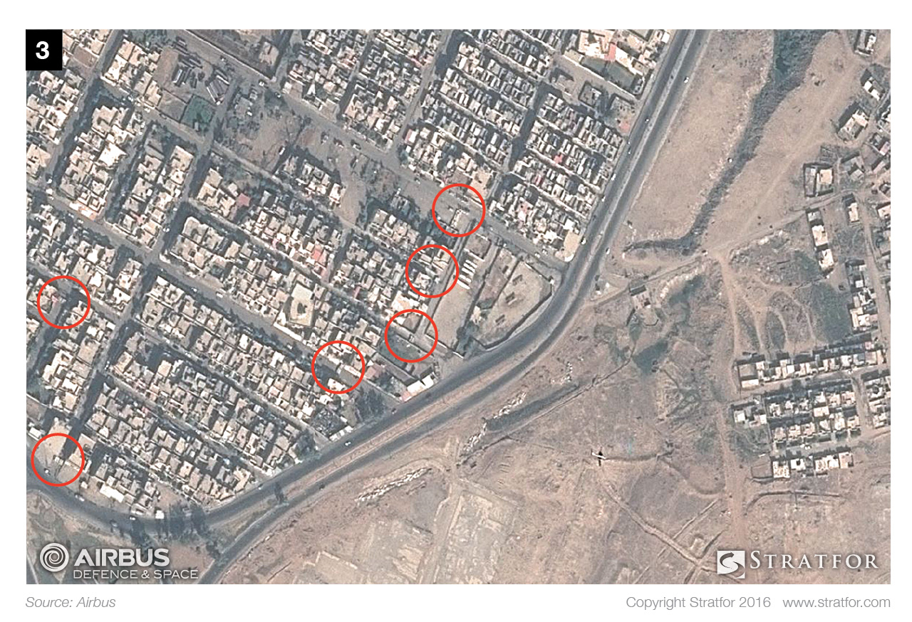 The large open areas the Islamic State has cleared to the south of its positions will enable it to watch and engage advancing forces from a greater distance.