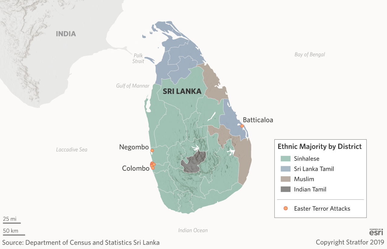 This map shows ethnic majorities by district in Sri Lanka