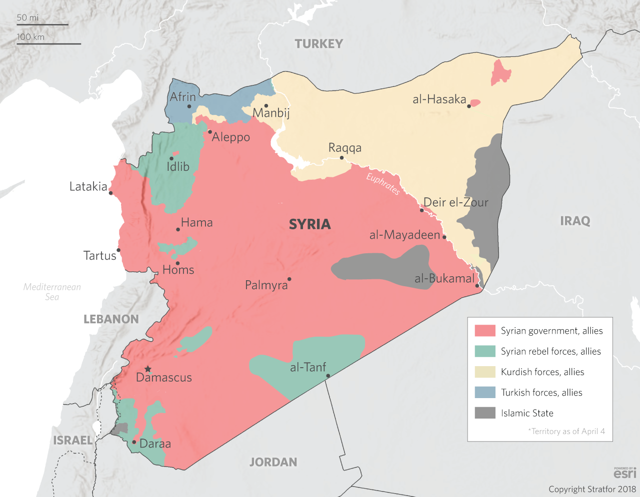 A map showing the Syrian battlefield.