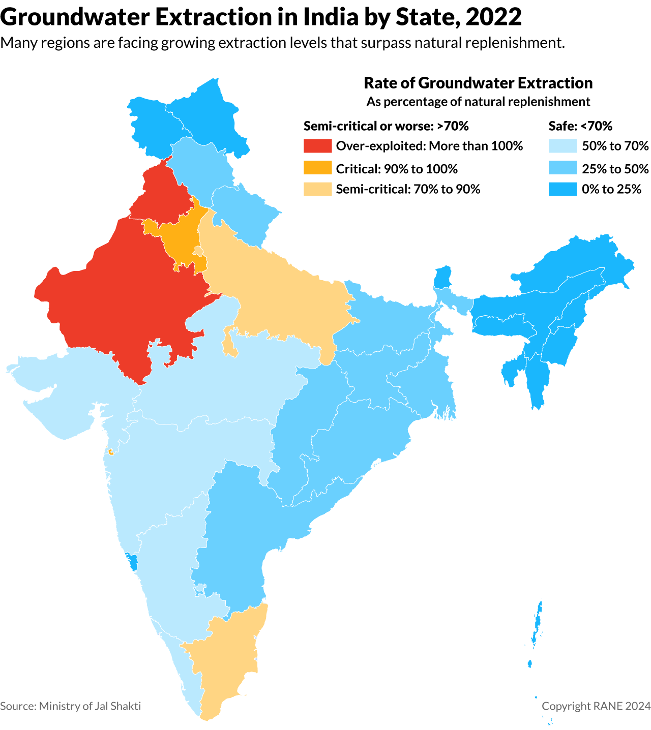 Groundwater Extraction in India by State, 2022