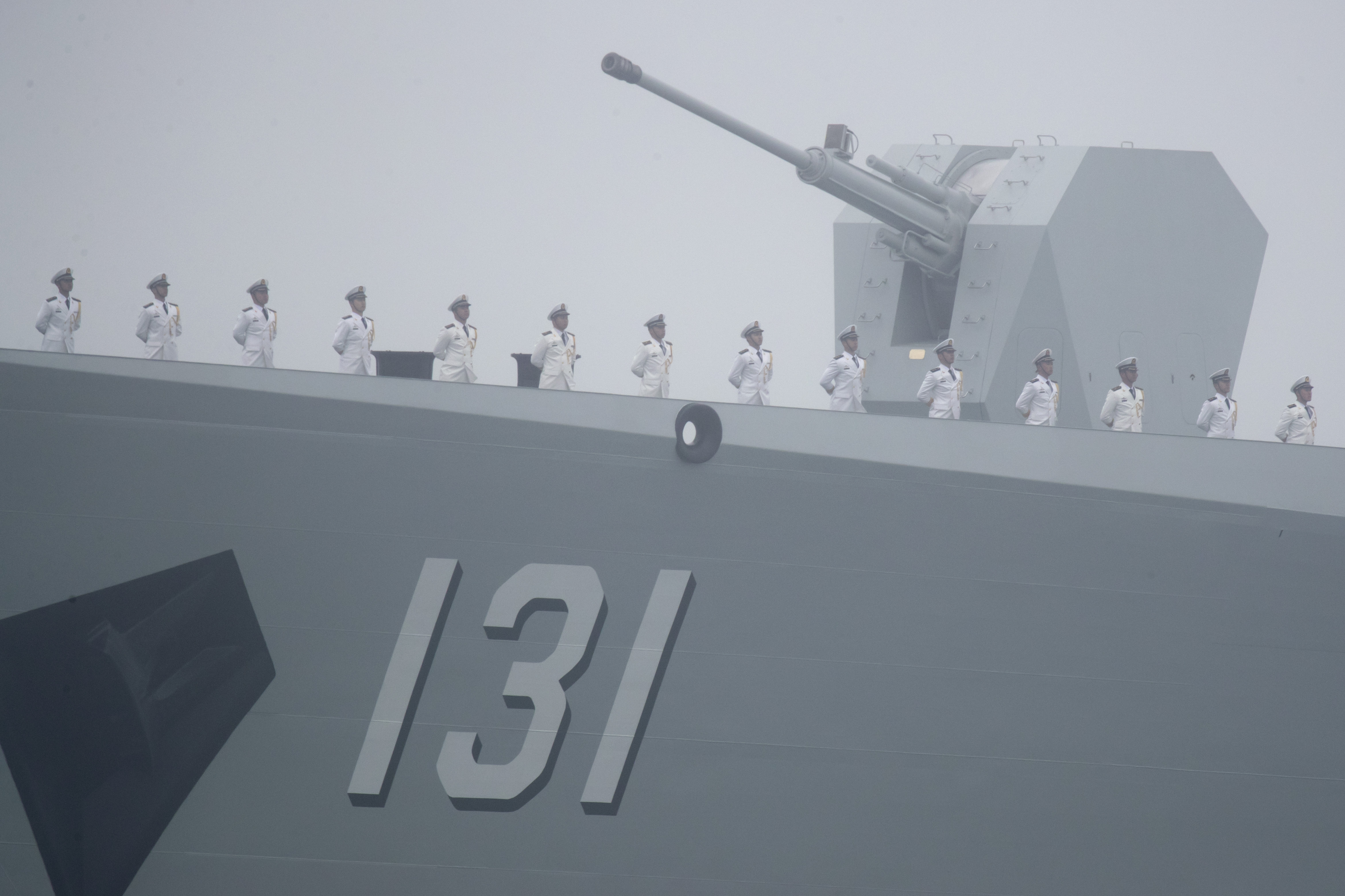 The Type 052D is equipped with a single H/PJ-45 as its primary gun armament. 