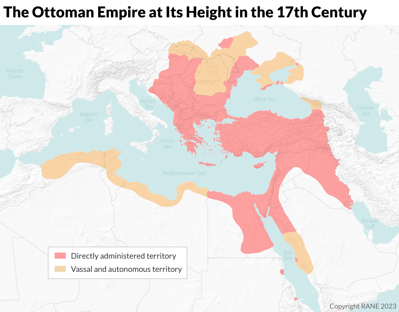 A map of the Ottoman Empire at its height in the 17th century