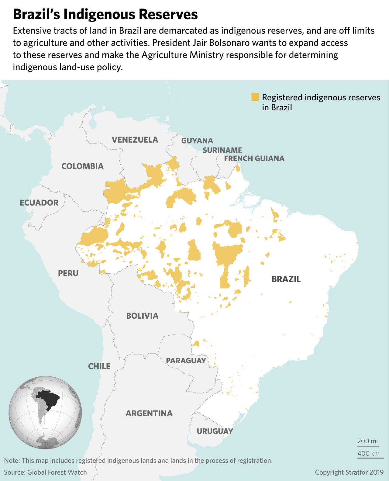 A map showing Brazil's indigenous reserves.