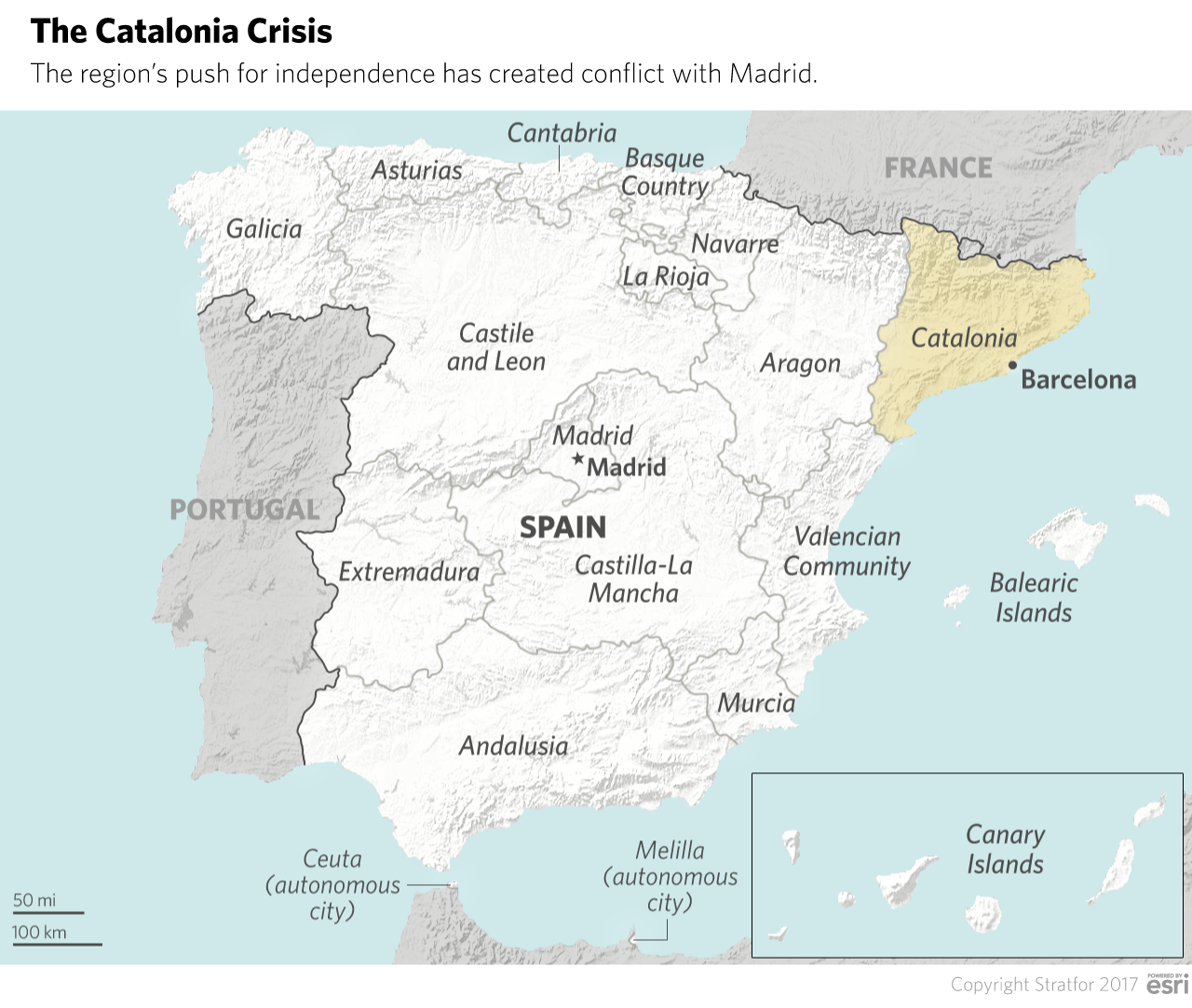 A map showing Spanish regions. 