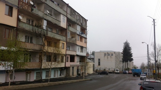 A run-down apartment building in Stepanakert. 
