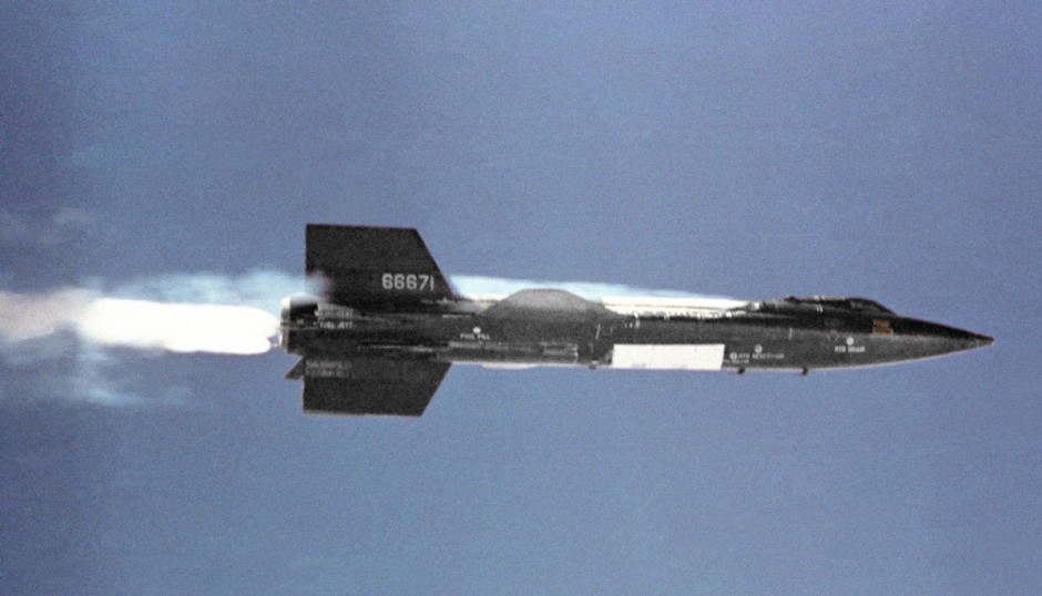 The rocket-powered North American X-15 in flight.