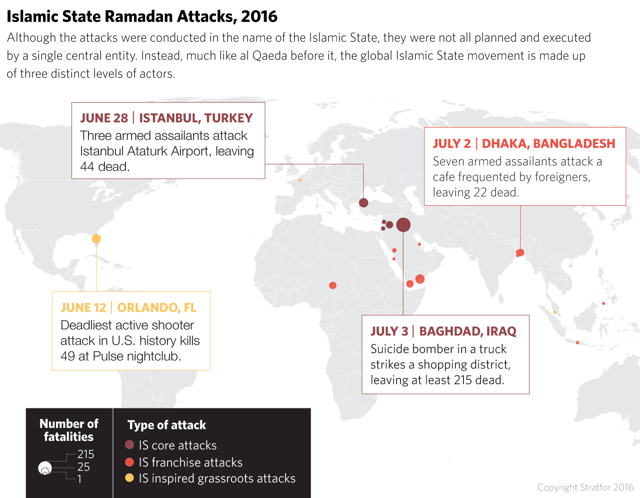 A map global map showing attacking by the Islamic State during Ramadan in 2016