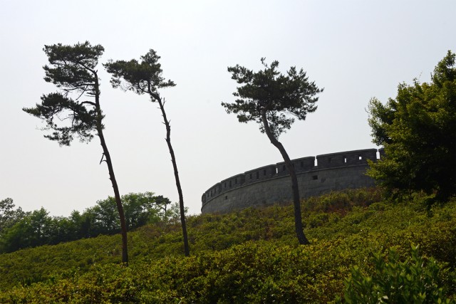 One of the walls of the restored Deokjinjin fort on the South Korean island of Ganghwado. In 1871, after issuing warnings for the Americans to stop sounding the Taedong River, Korean forts on Ganghwado opened fire on the U.S. launches.