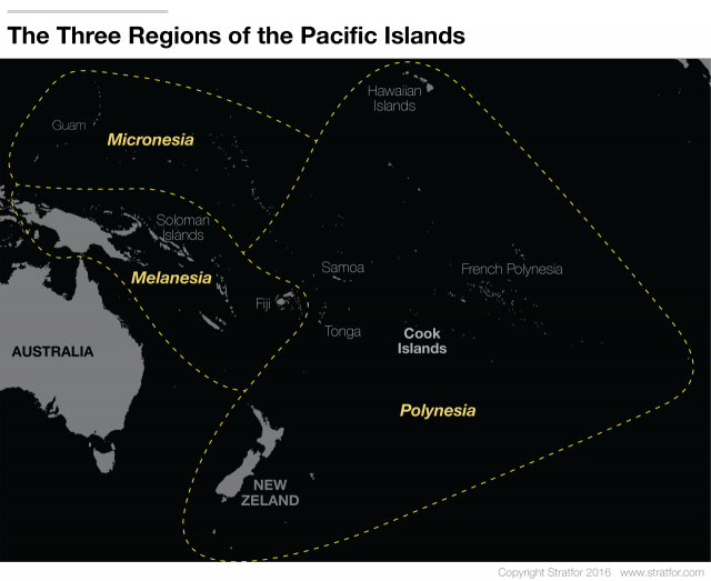 Map of Micronesia, Melanesia and Polynesia