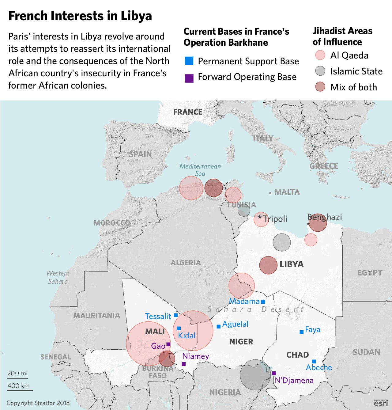 A map outlining France's interests in Africa. 
