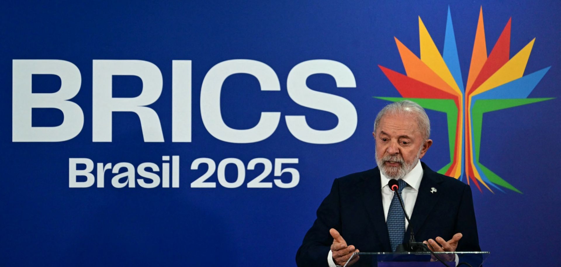 Brazilian President Luiz Inacio Lula da Silva speaks during a press conference at the BRICS summit in Rio de Janeiro, Brazil, on July 7, 2025.