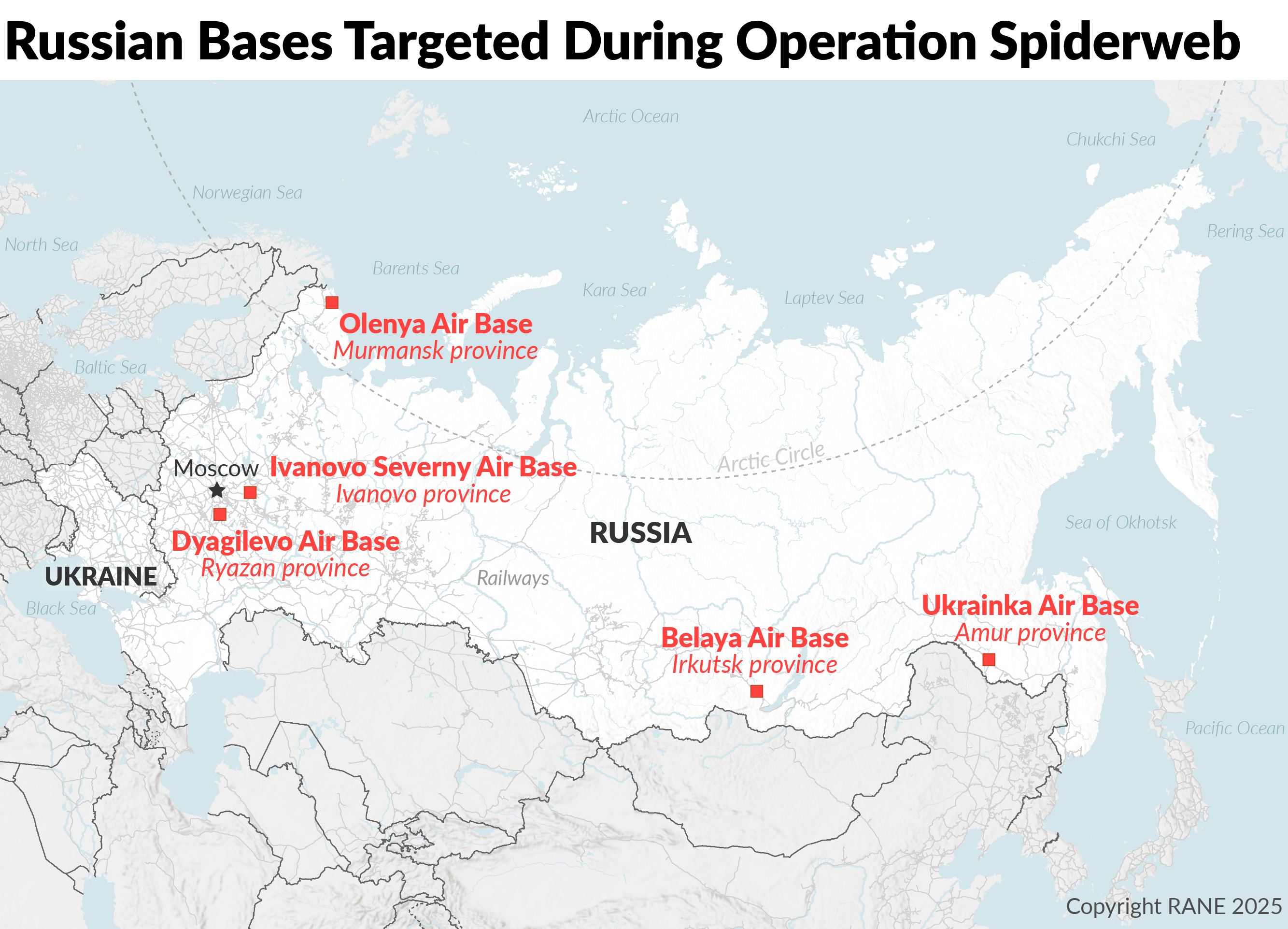 Map of Operation Spiderweb