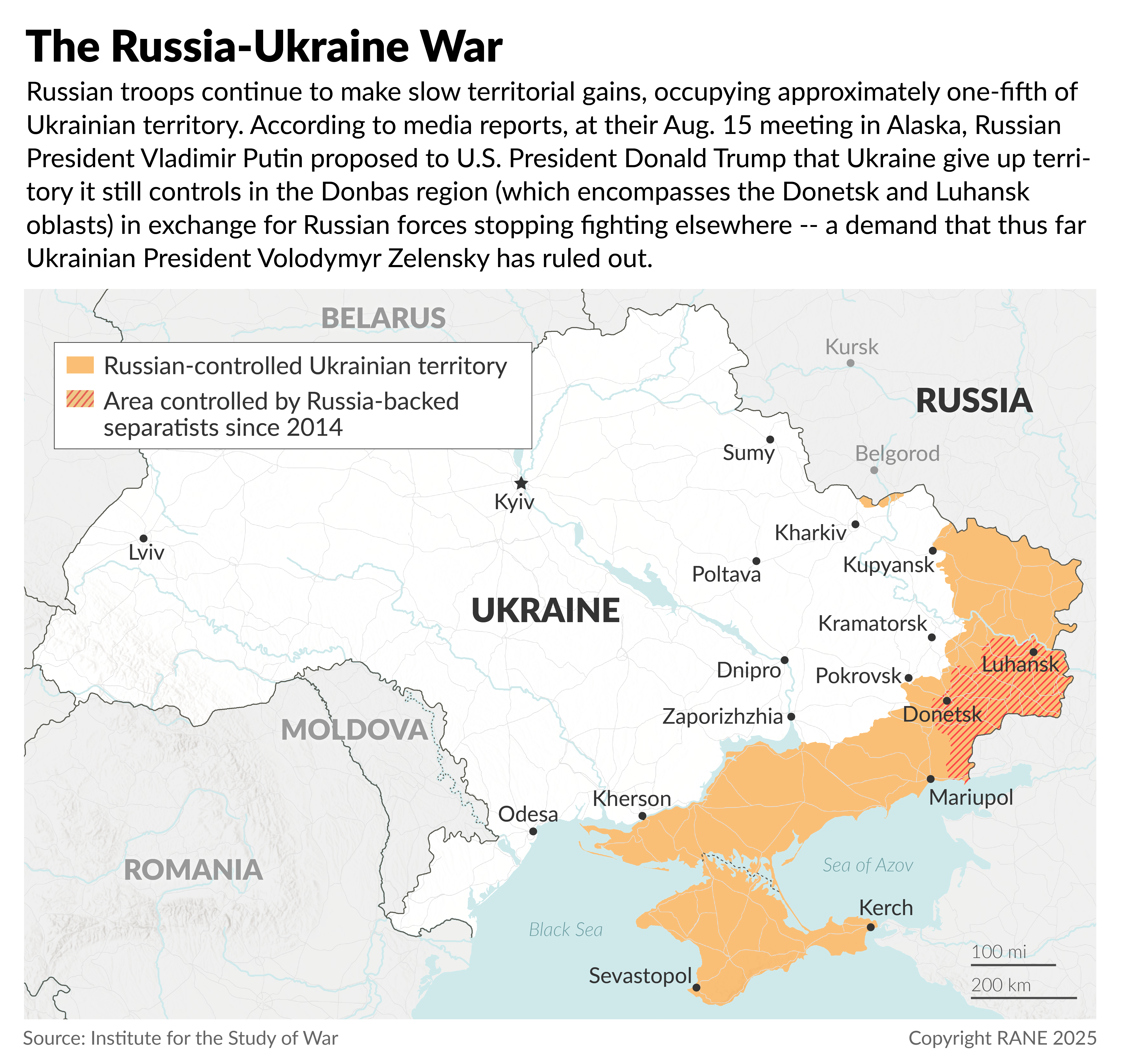 Map of occupied regions of Ukraine