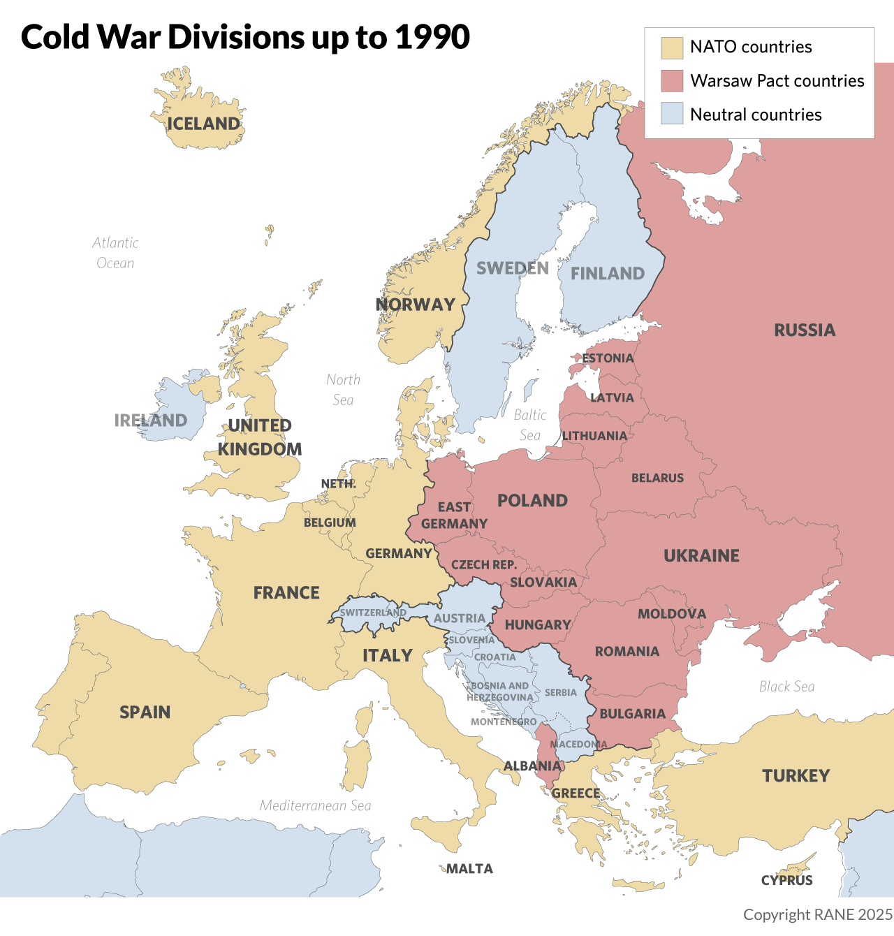 Cold War divisions up to 1990