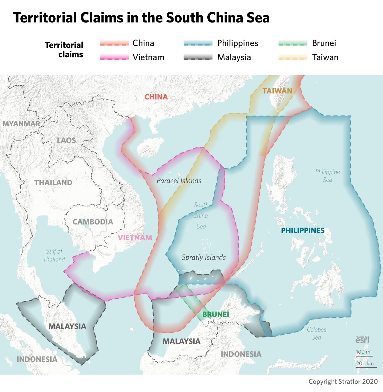A map of territorial claims in the South China Sea