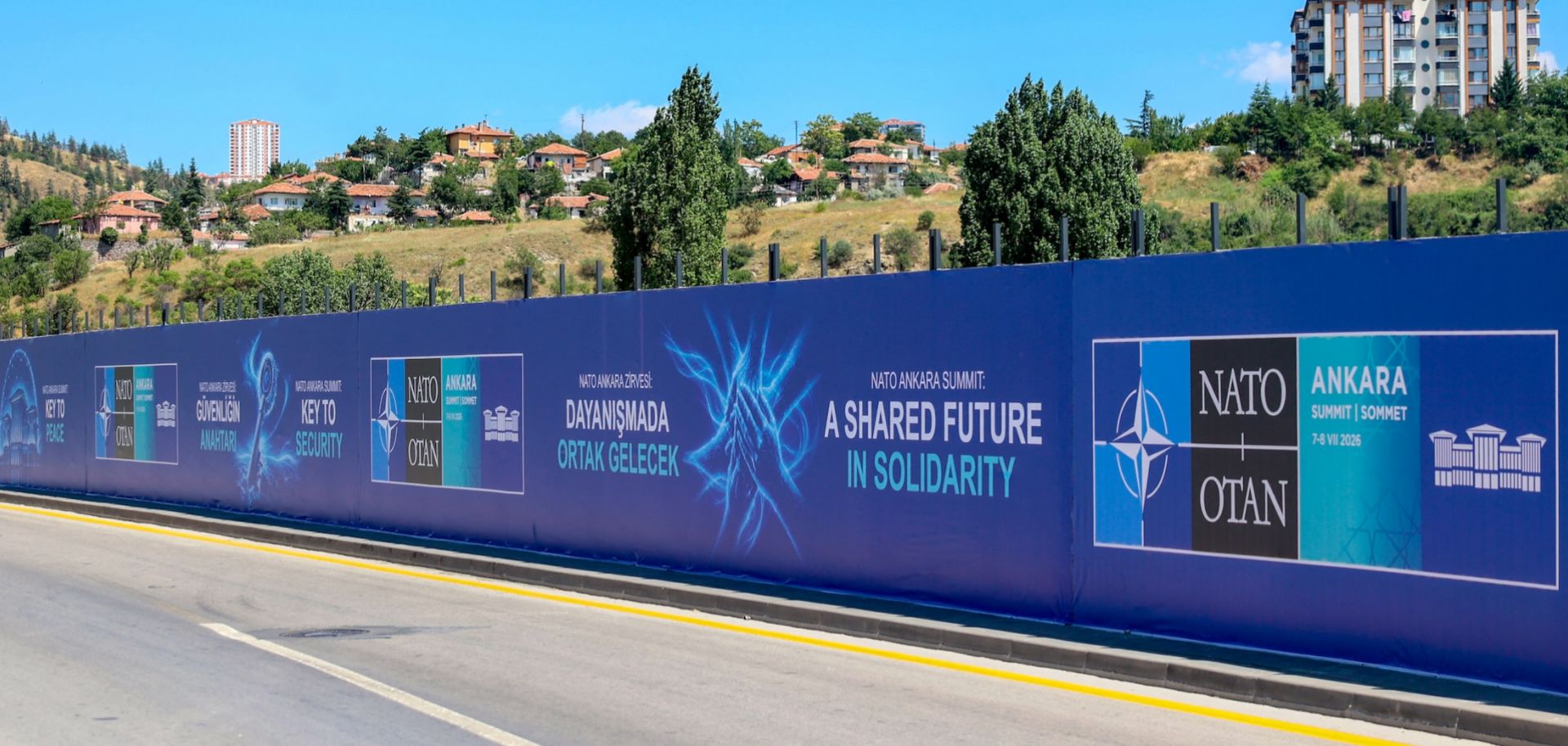 Billboards are seen ahead of the upcoming NATO Summit in Ankara, Turkey, on June 26, 2026.