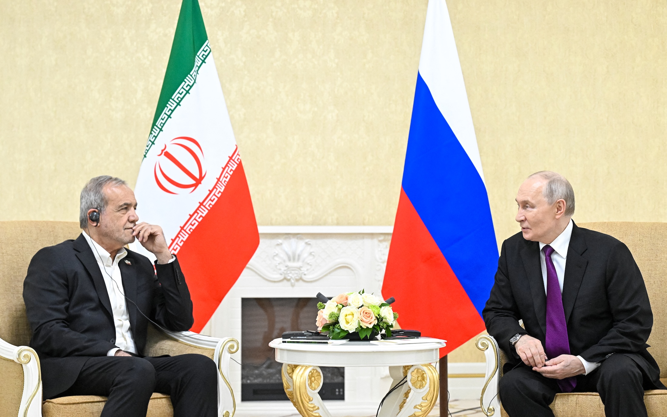 In this pool photograph distributed by the Russian state agency Sputnik, Russia