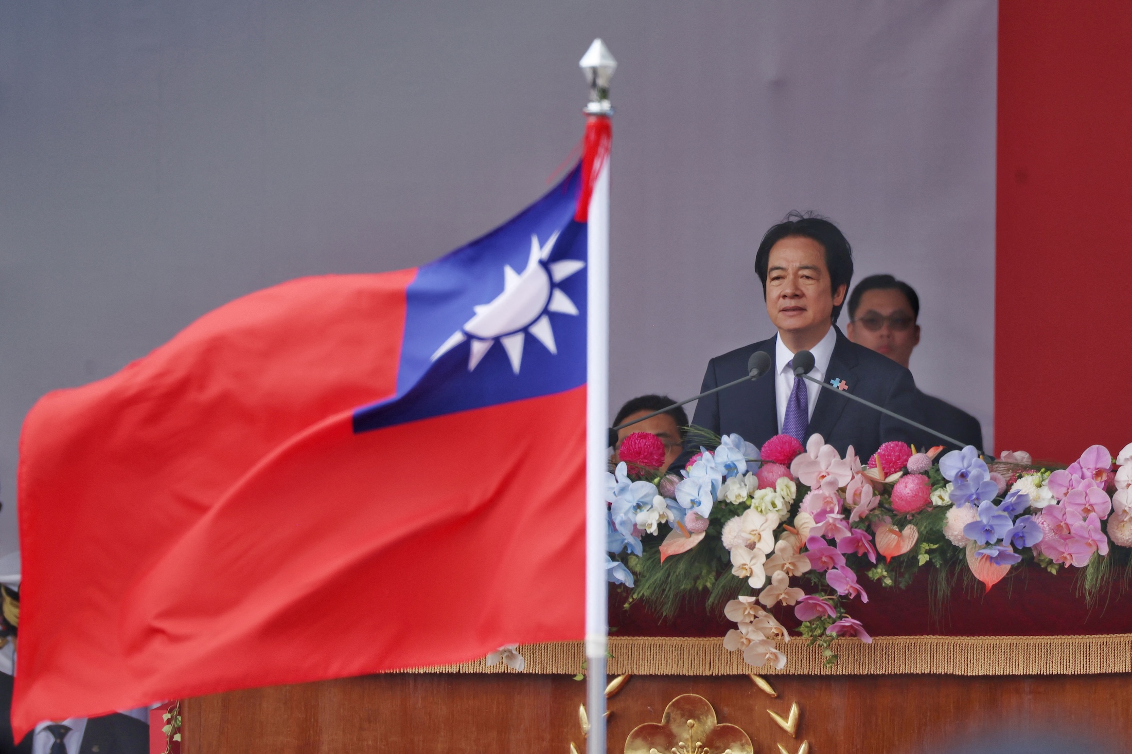 Taiwanese President William Lai delivers a speech during the National Day celebrations in Taipei on Oct. 10, 2026.