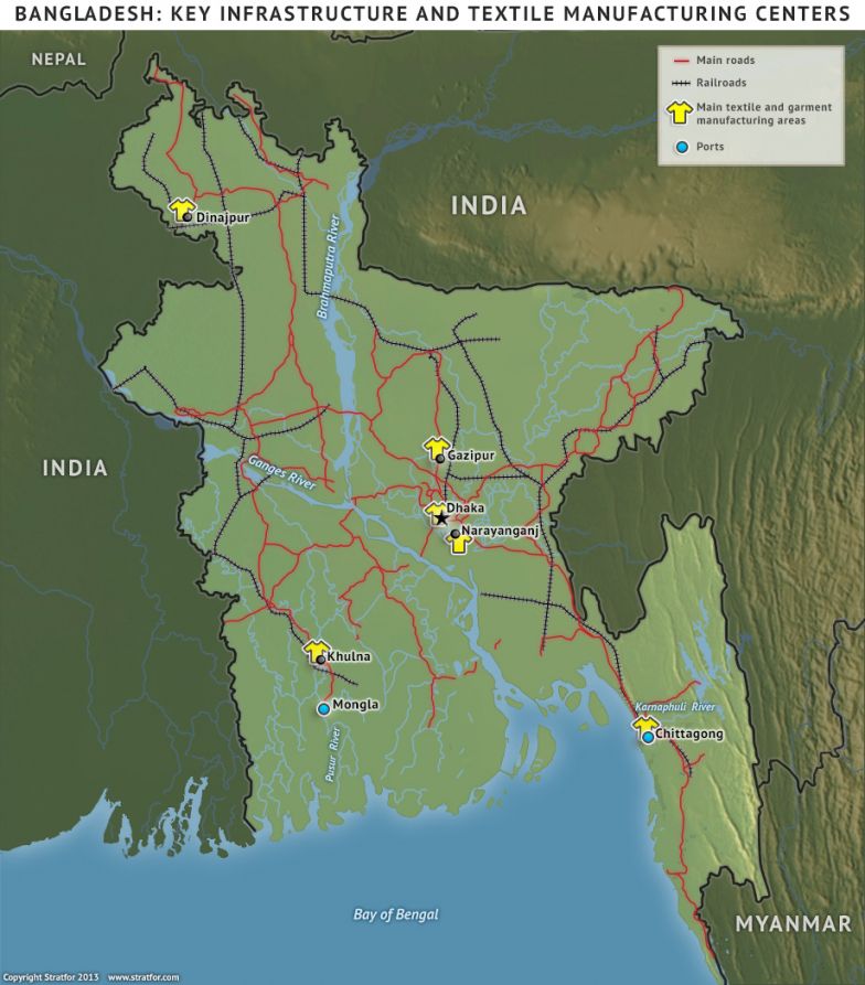 Bangladesh: Key Infrastructure and Textile Manufacturing Centers