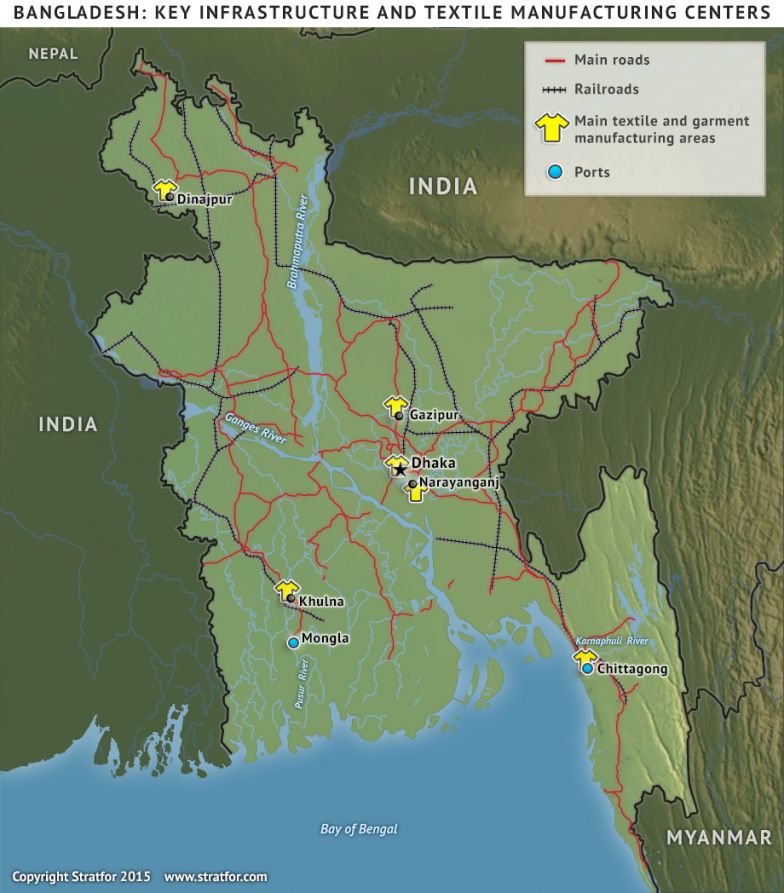 Bangladesh - Key Infrastructure and Textile Manufacturing Centers