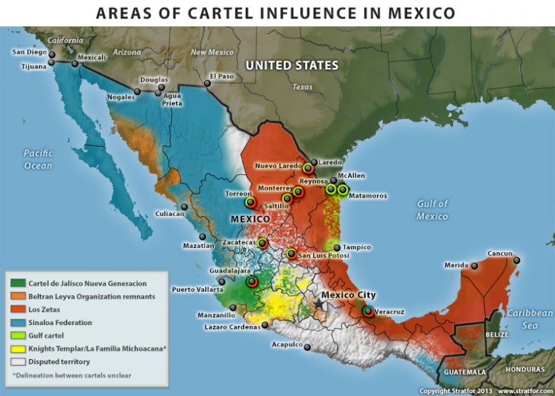 Areas of Cartel Influence in Mexico, Fourth Quarter 2013