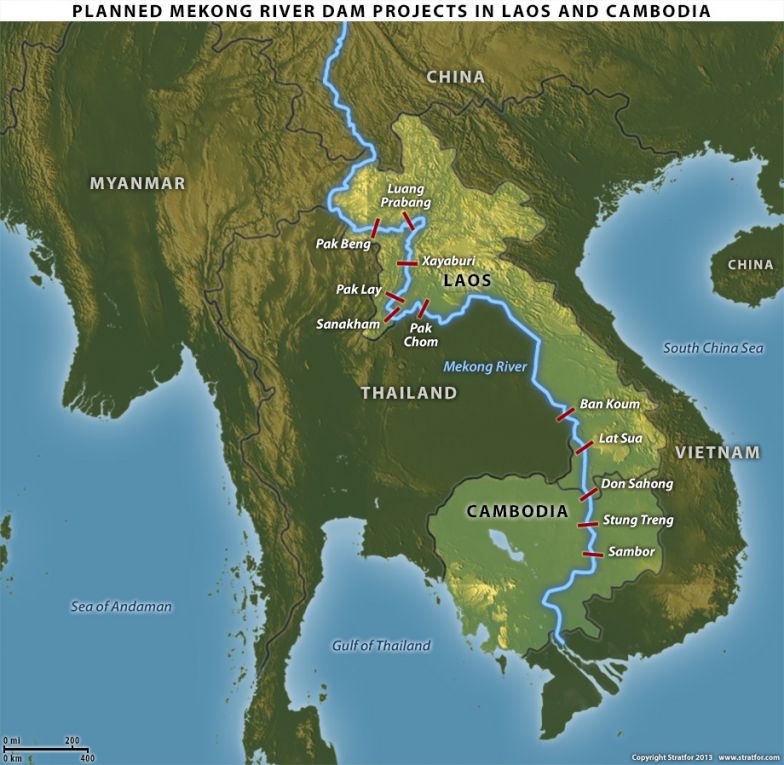 Planned Mekong River Dam Projects in Laos and Cambodia