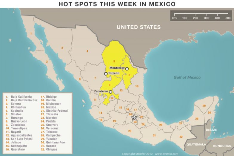 Hot Spots This Week in Mexico map