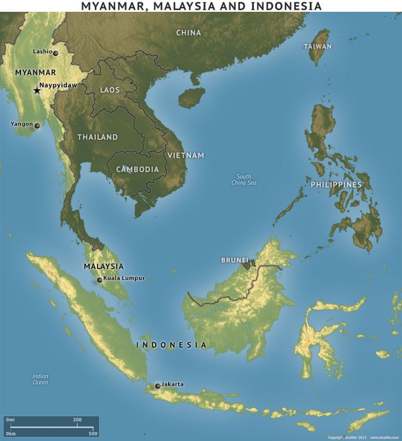 Indonesia, Malaysia and Myanmar