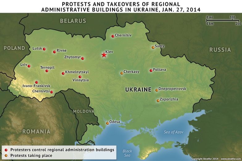 Protests and Takeovers of Regional Administrative Buildings in Ukraine, Jan. 27