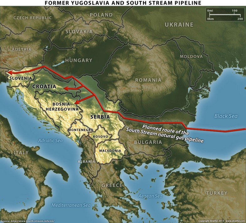 Map - Former Yugoslavia and South Stream