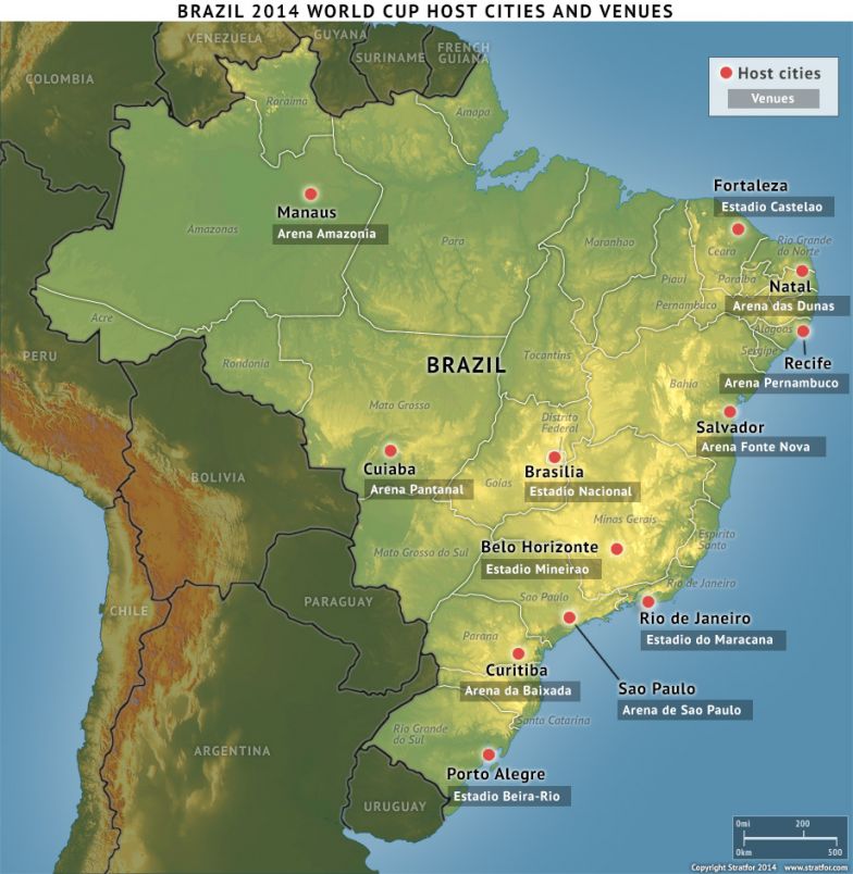 Brazil 2014 World Cup Host Cities and Venues
