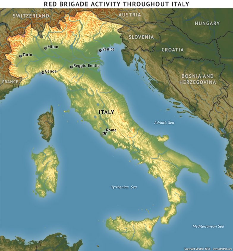 Red Brigade Activity Throughout Italy