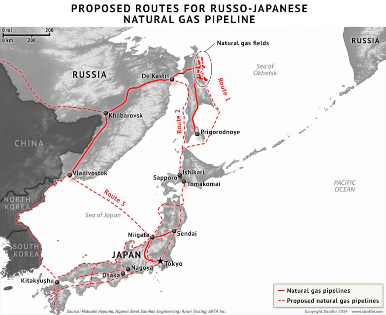 Proposed Routes for Russo-Japanese Natural Gas Pipelines