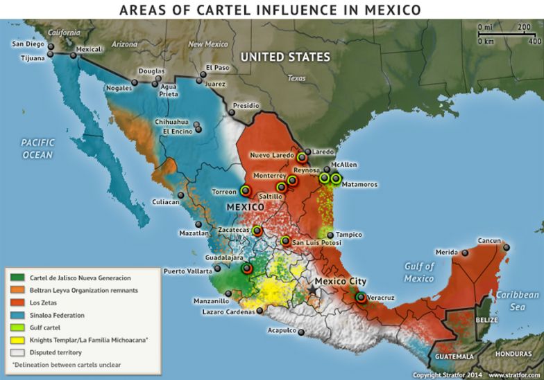 Areas of Cartel Influence in Mexico