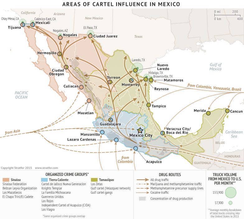 Areas of Cartel Influence in Mexico